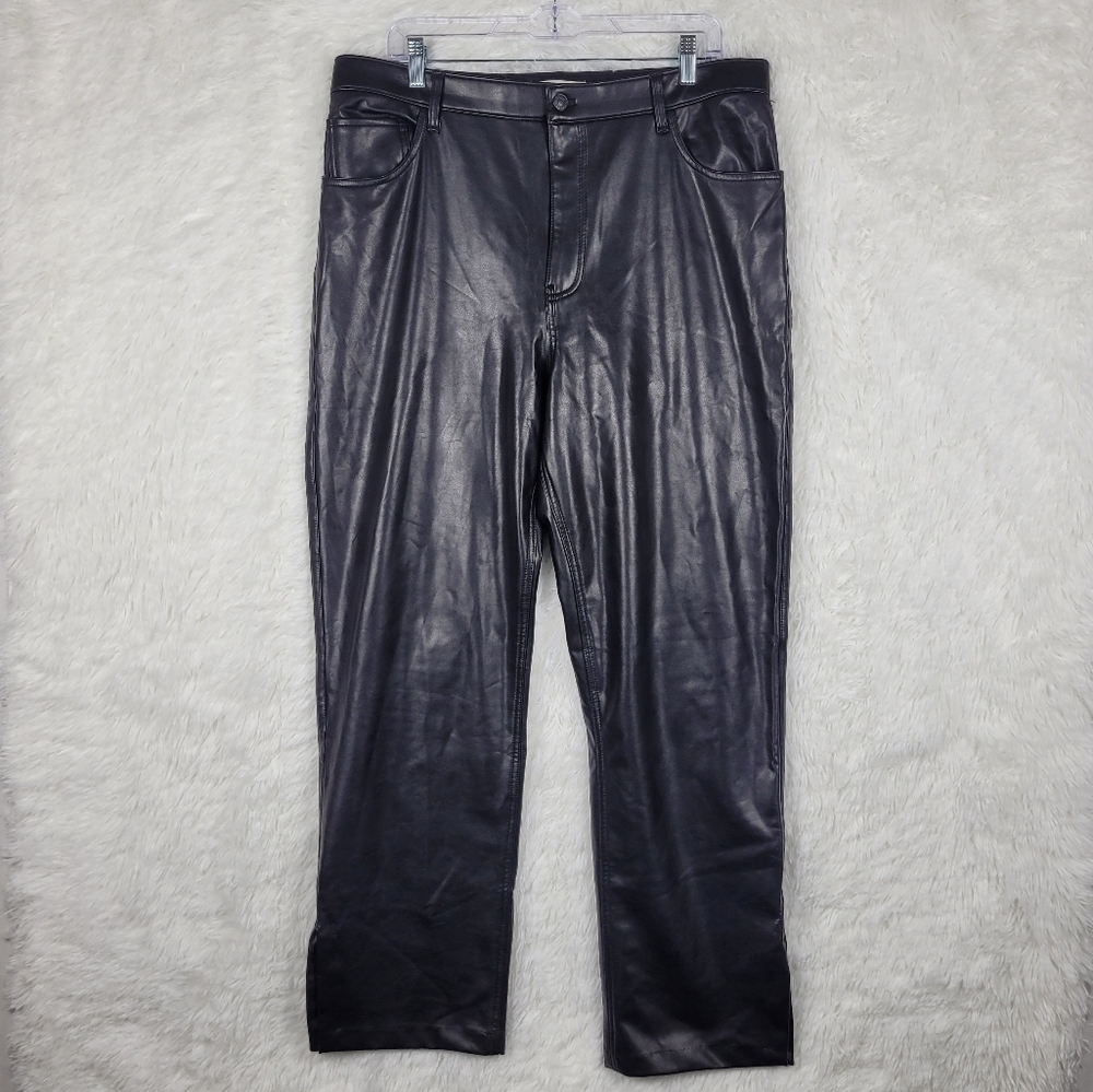 Abercrombie & Fitch 90s Ultra High Rise Vegan Leather Pants Womens 16 Retro Rock